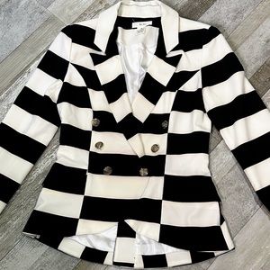 Women’s Black & White Striped BCNU button Blazer - Size Small